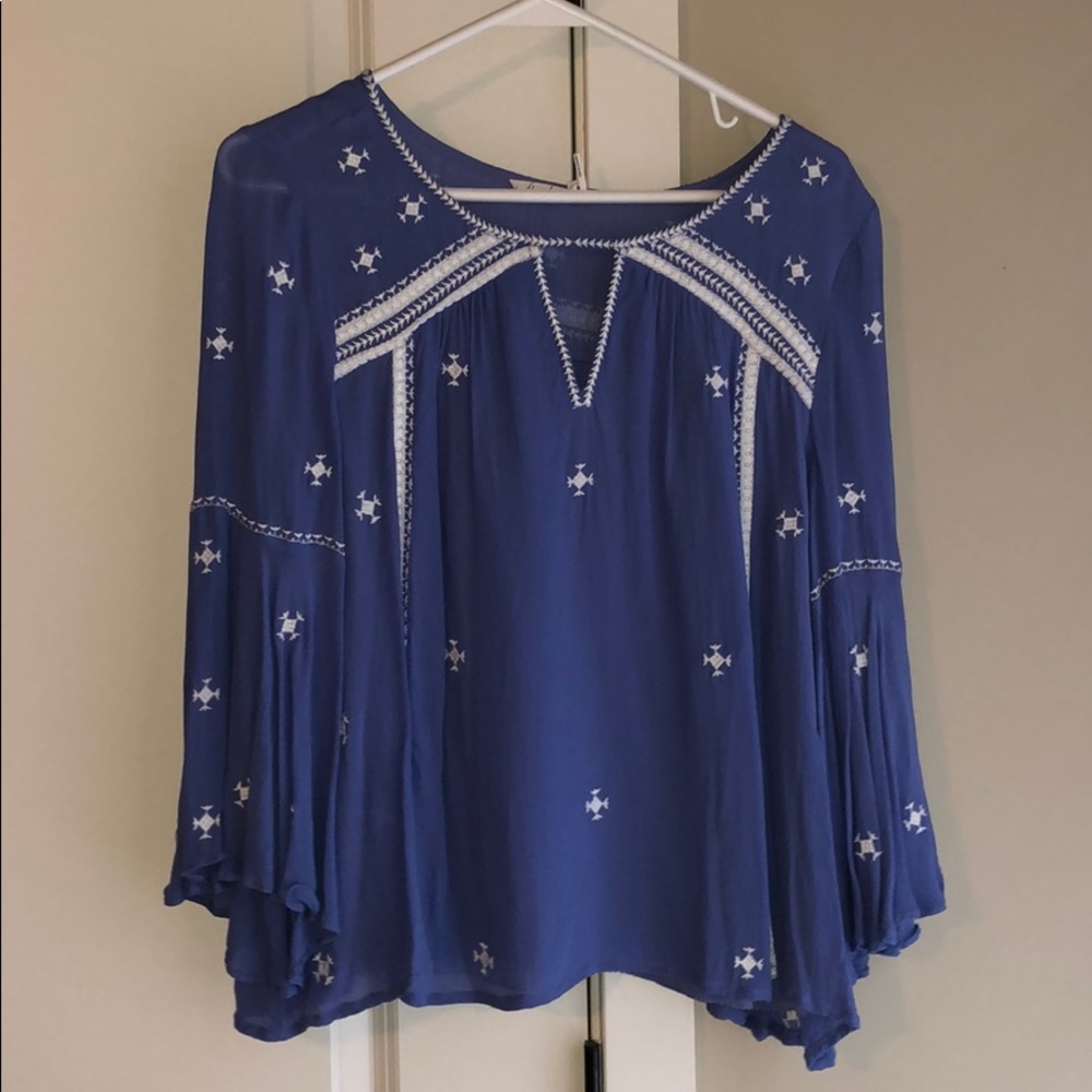 Anthropologie flowy embroidered blouse